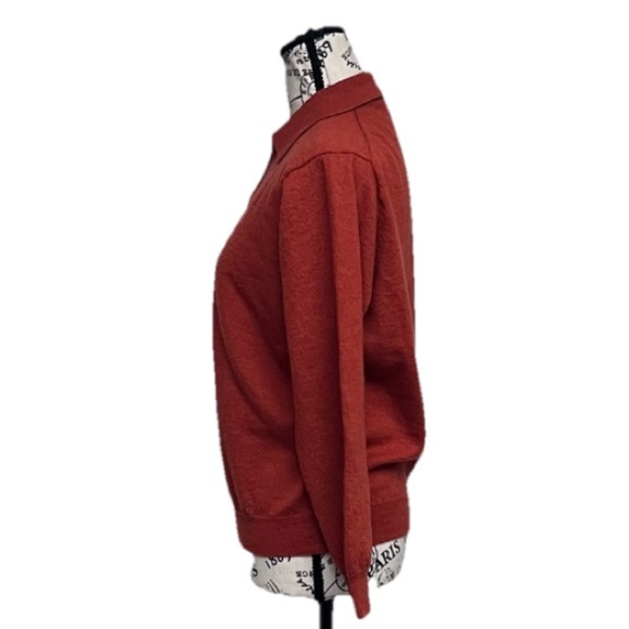 Jos. A. Bank Men's Polo Sweater Orange 100% Merino Wool Preppy fishermen M - Picture 4 of 9